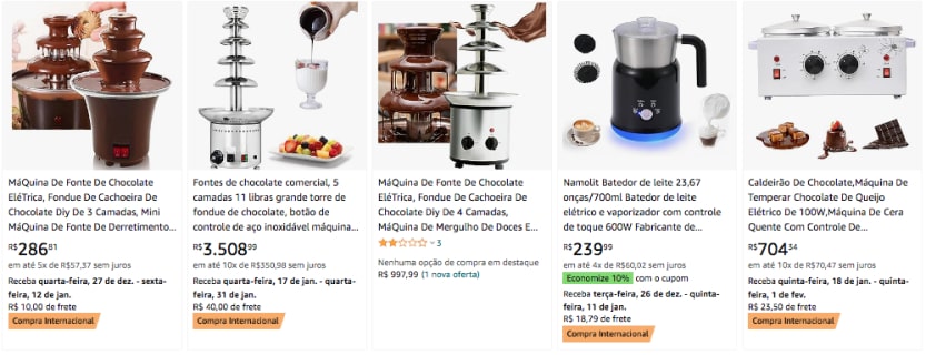 máquinas para chocolate quente