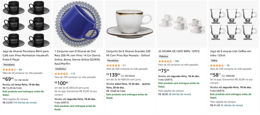 jogo de xicaras de café